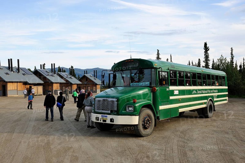Green Shuttle Bus in Denali National Park
