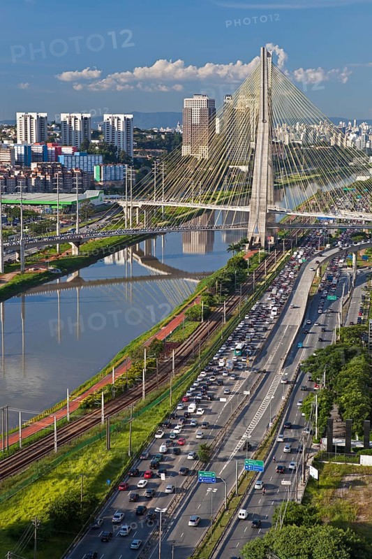 Octavio Frias de Oliveira Bridge over the Pinheiros river in Morumbi district