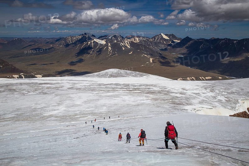 Mountaineers in Kharkhiraa mountain. Uvs province