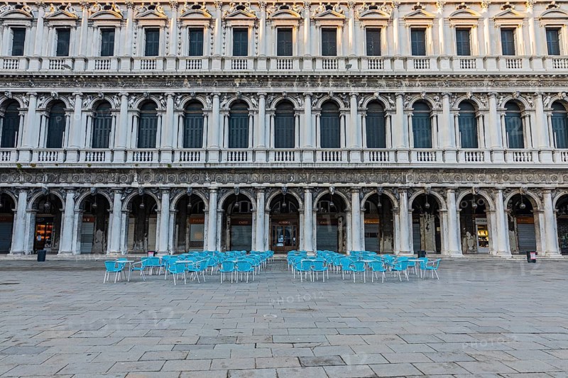 Closed Cafe Florian at Piazza San Marco due to Corona pandemic