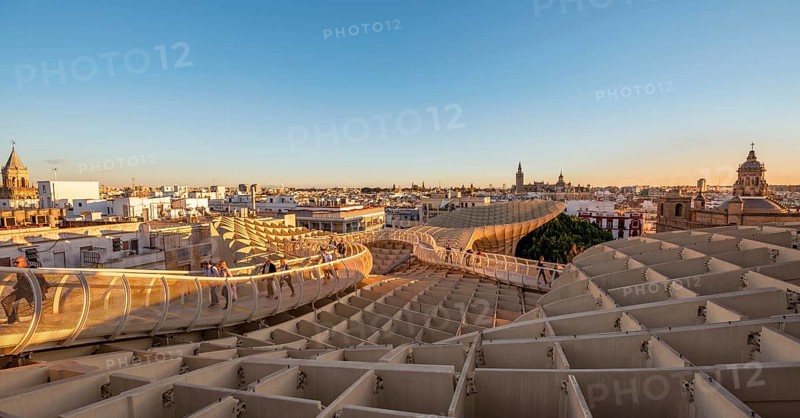 View over Sevilla at evening light