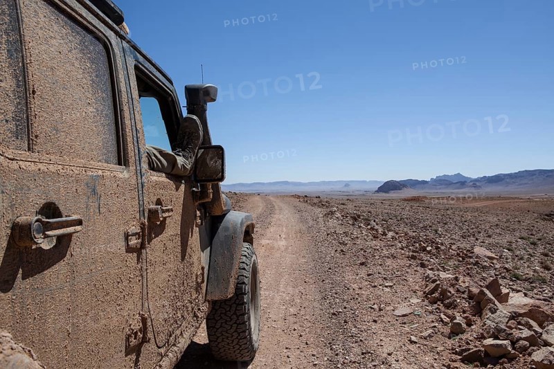 Off-road vehicle in the plateau of the Anti-Atlas
