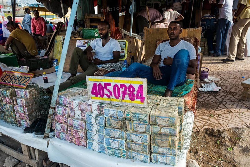 Money changer in the market of Hargeisa