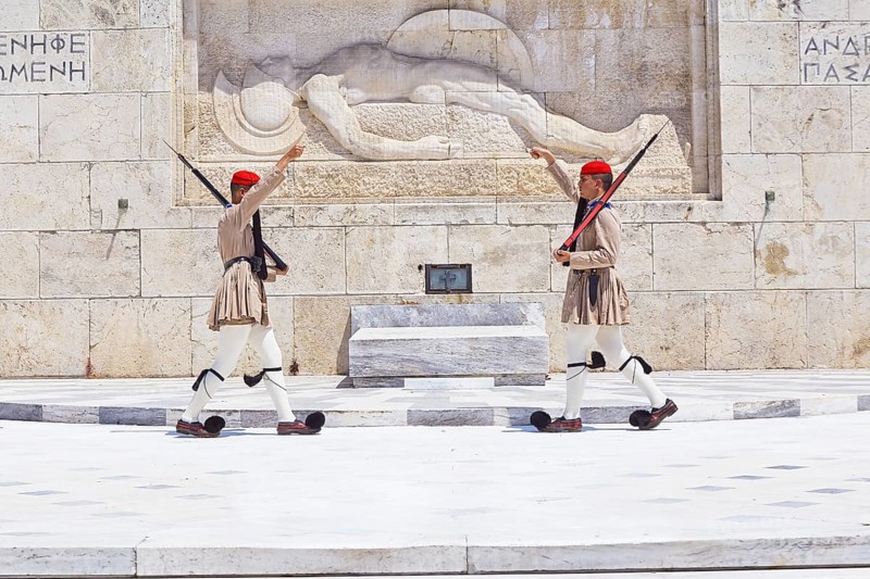 Evzone soldiers changing guard