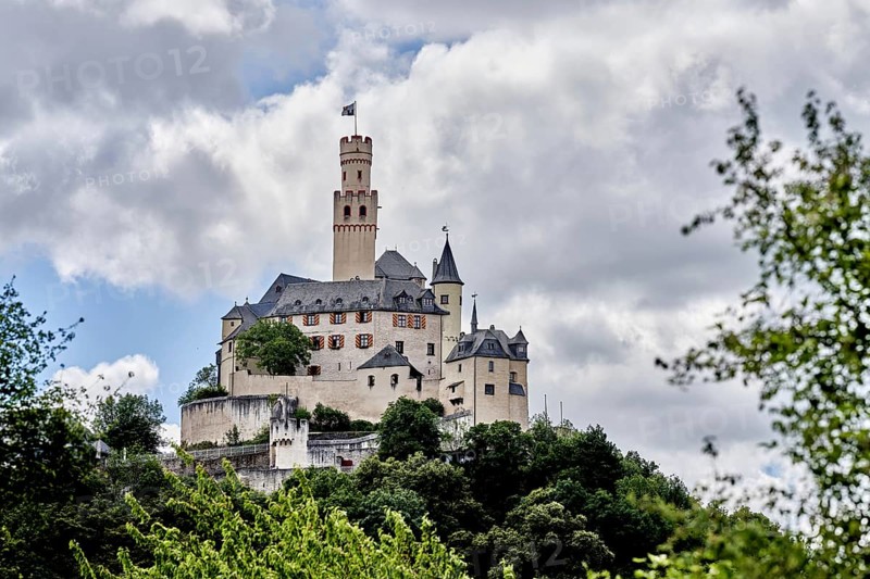 Castle Marksburg over Rhine Valley near Braubach