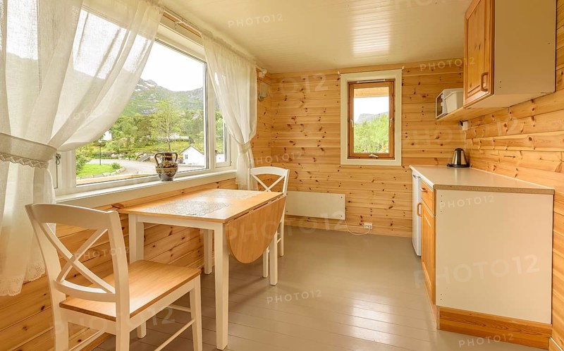 Interior view Norwegian log cabin