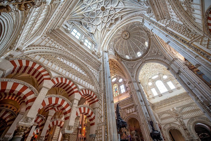 Vaulted ceiling decorated with stucco and gold
