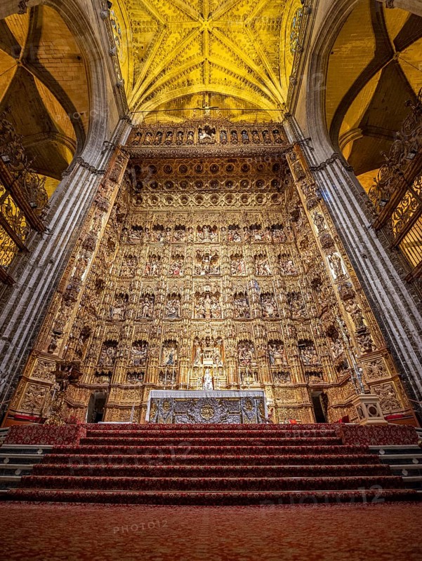 Golden main altar with biblical figures