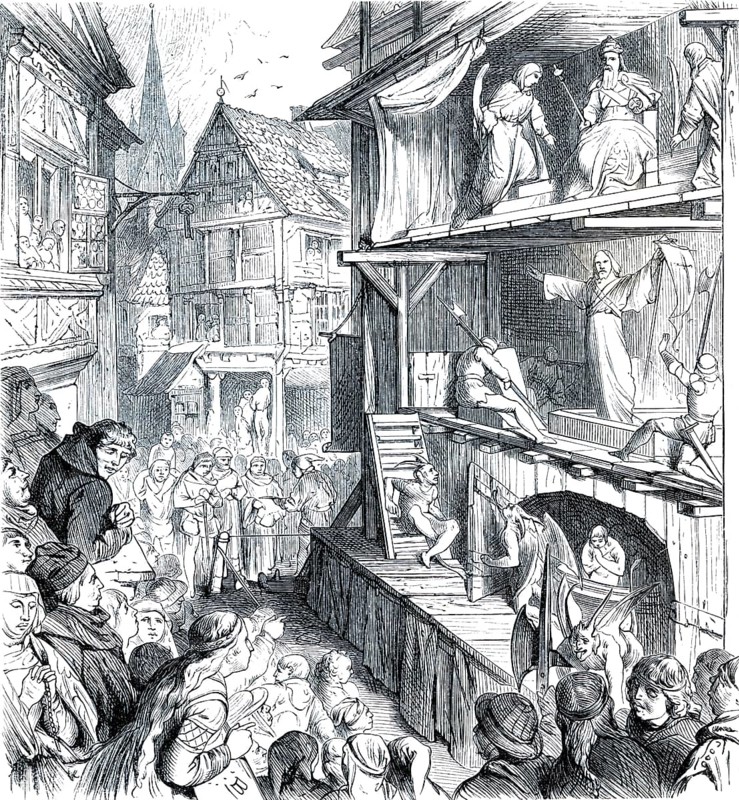 Performance of a Passion play in the Middle Ages
