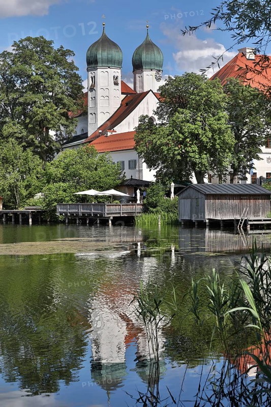 Monastery complex on an island in a lake