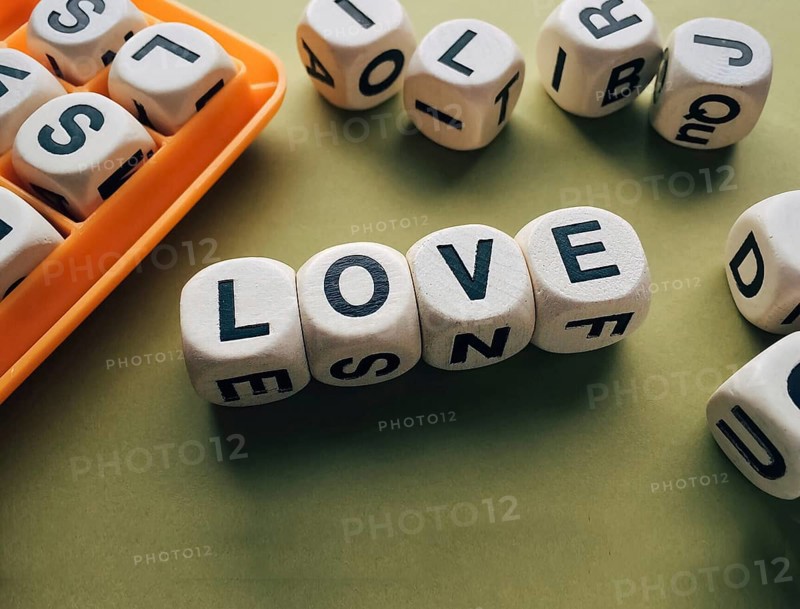 Dice with text love