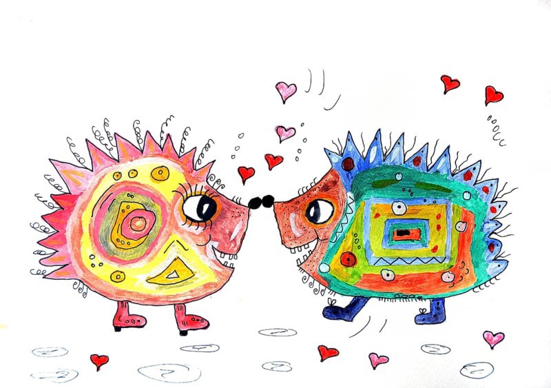 Two hedgehogs in love