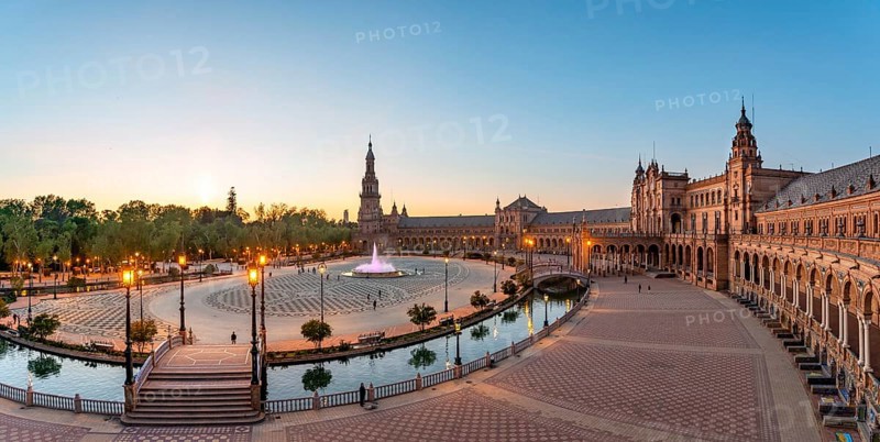 View over the Plaza de Espana at sunset