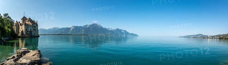 Castle Chillon at Montreux on lake Leman