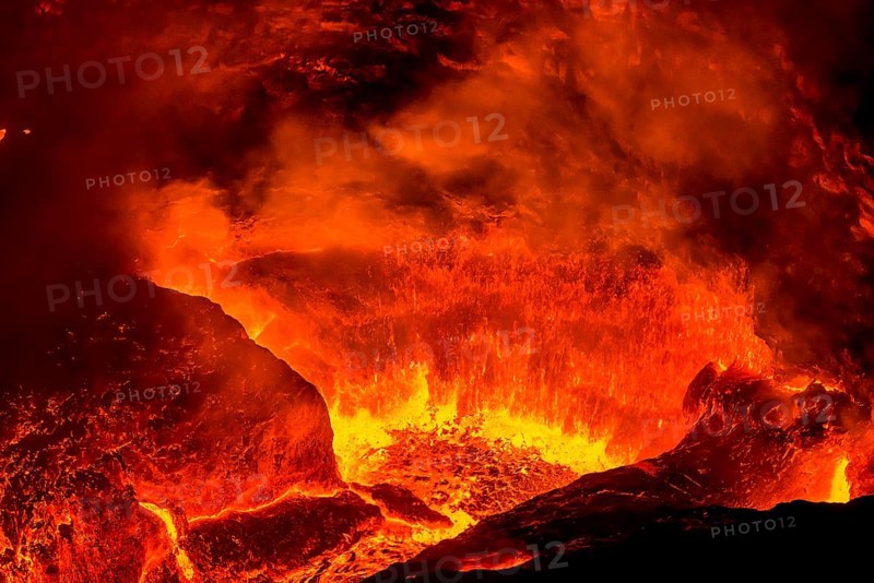 Glowing active lava lake