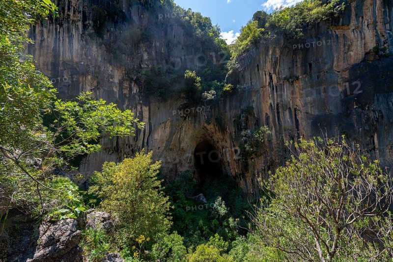 Rock face with cave