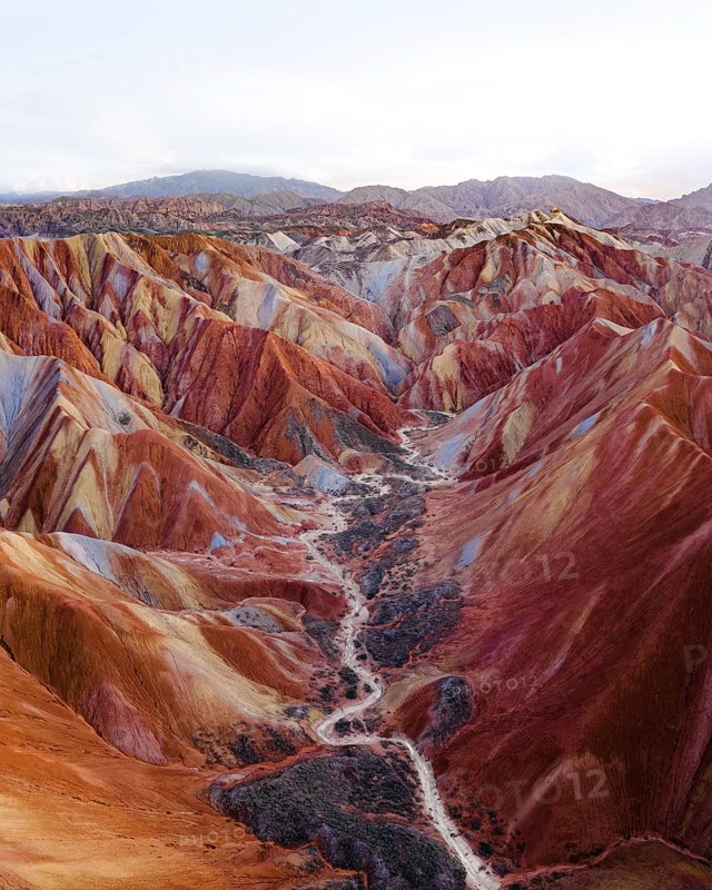 Red sandstone mountains of different minerals