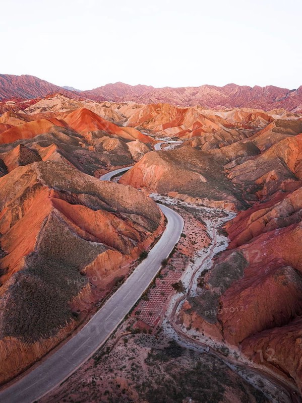 Red sandstone mountains of different minerals
