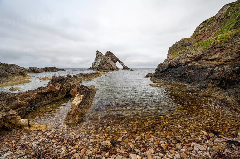 Rock Bowfiddle Rock in the bay of Moray Firth. Portknockie