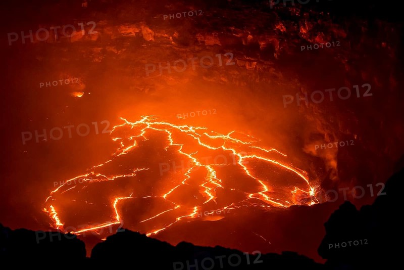 Glowing active lava lake