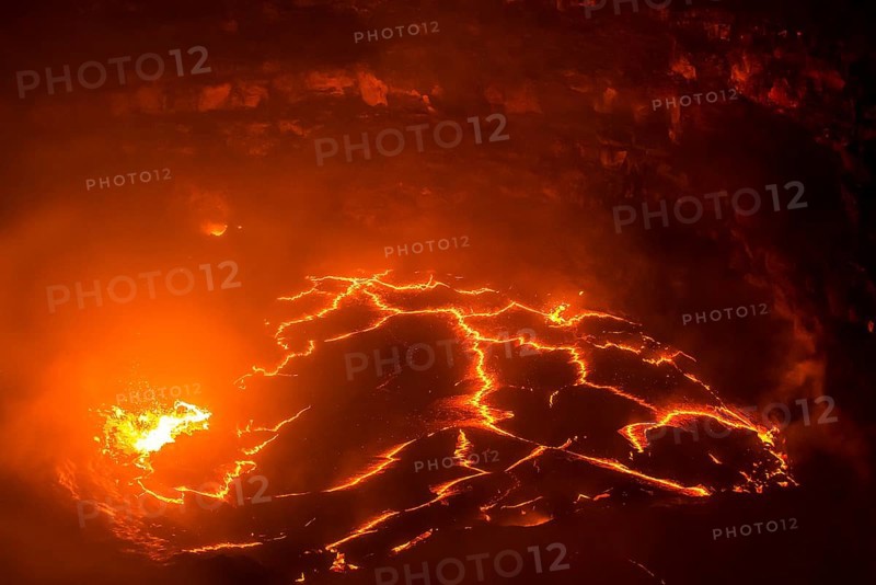 Glowing active lava lake