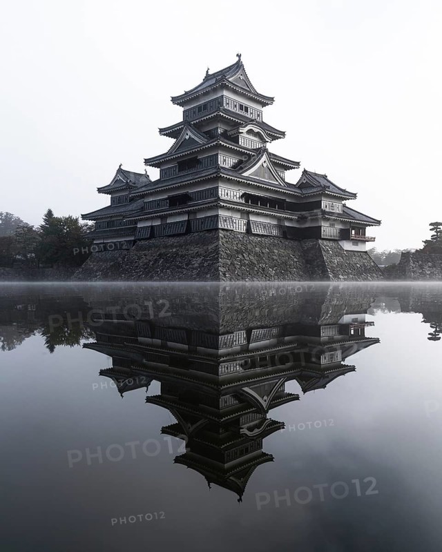 Matsumoto Castle in the fog