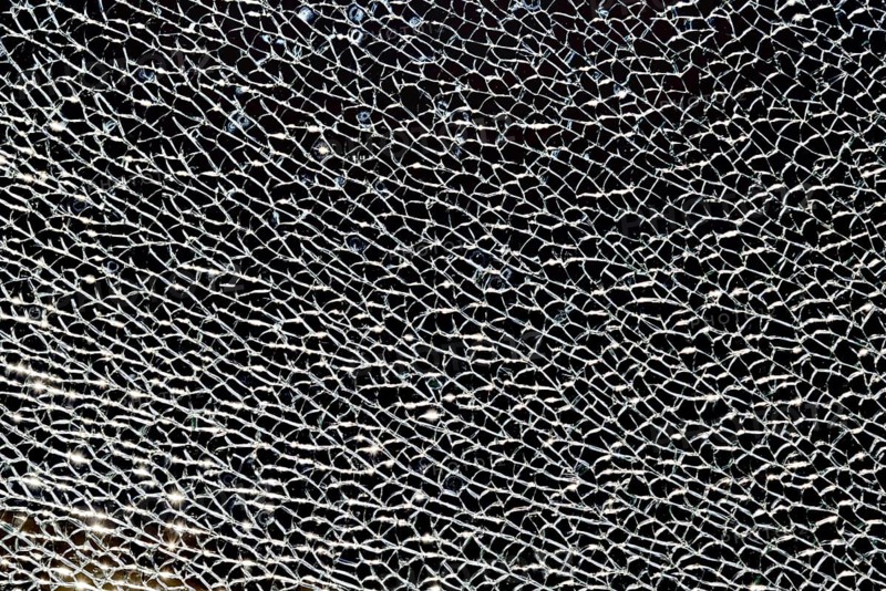 Safety glass torn into small pieces