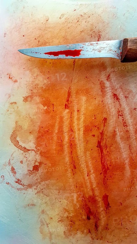 Sharp knife with blood