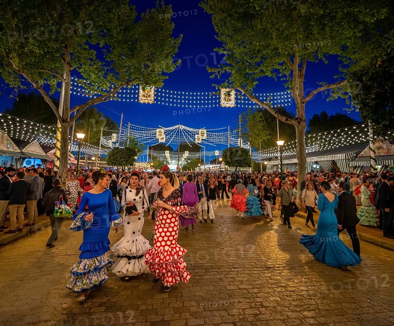 Spanish woman with colourful flamenco dresses