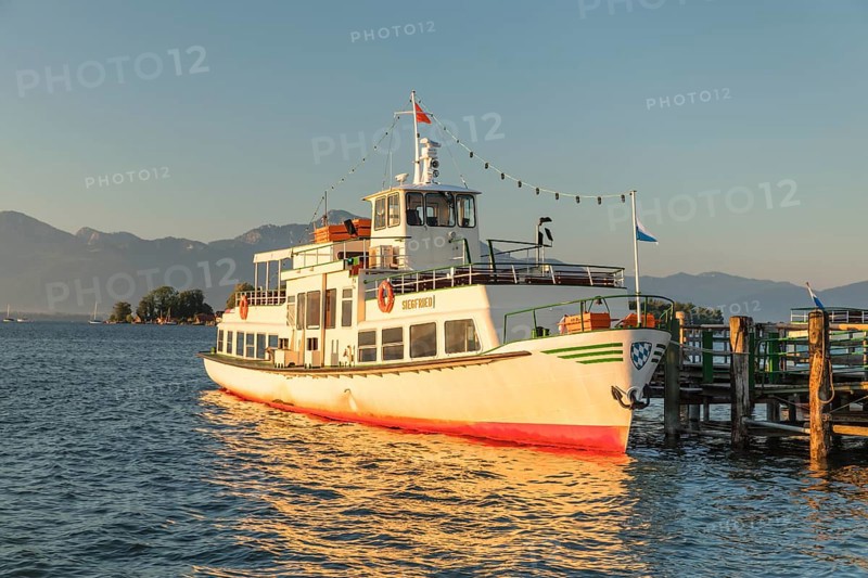 Excursion boat at the landing stage of Gstadt am Chiemsee