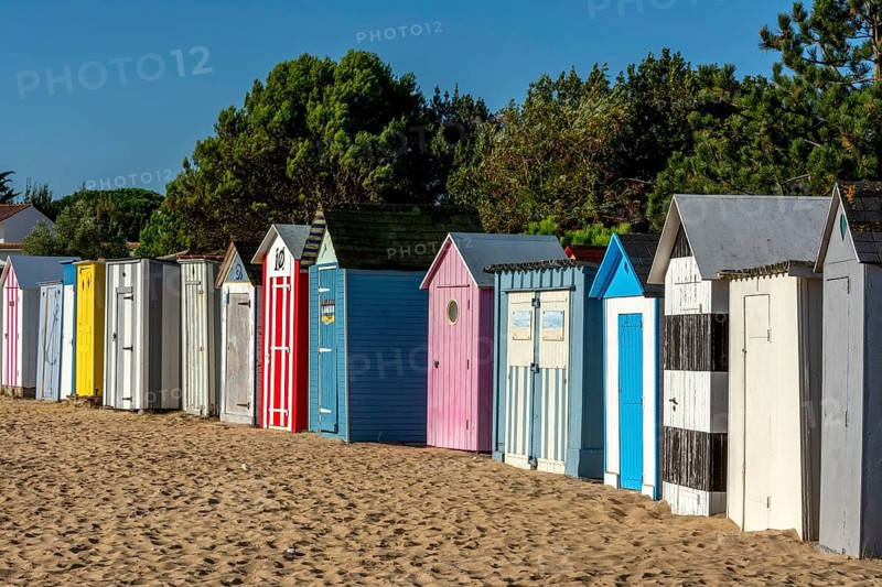 Colourful beach cabins at Saint-Denis-d'Oléron