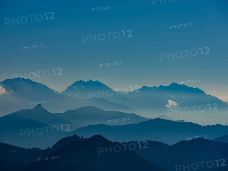 Blue mountain silhouettes