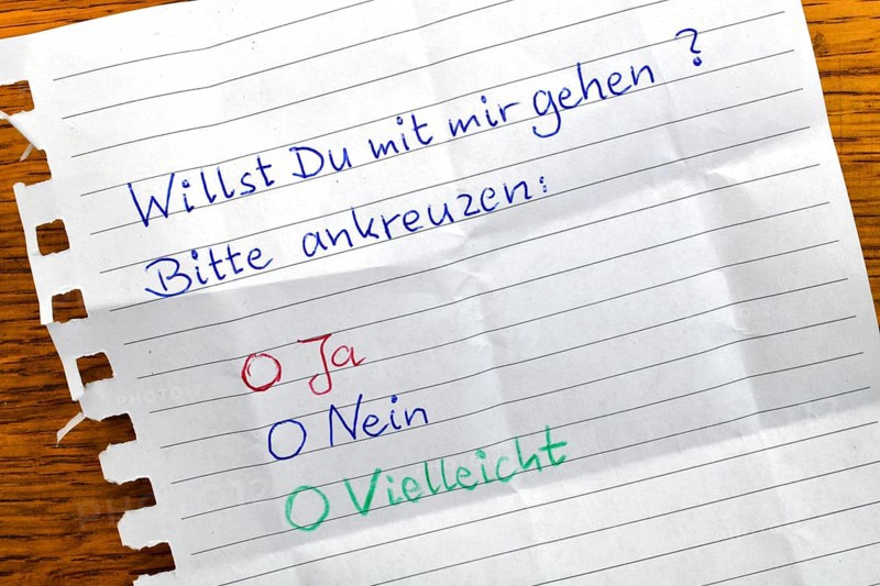 Love note with the question: Will you go with me? Please tick the box. Baden-Wuerttemberg