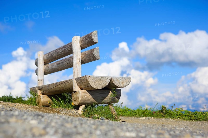 Bench under open sky
