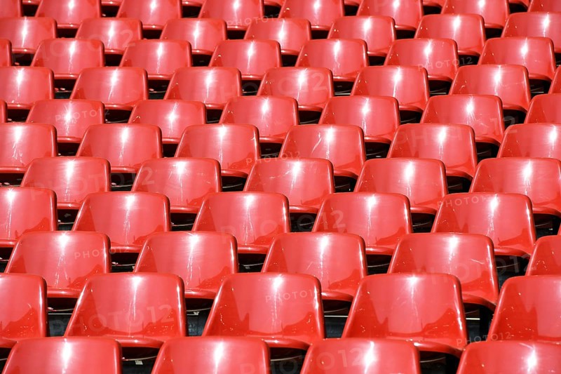 Red seat shells in the Rhein Energie Stadium