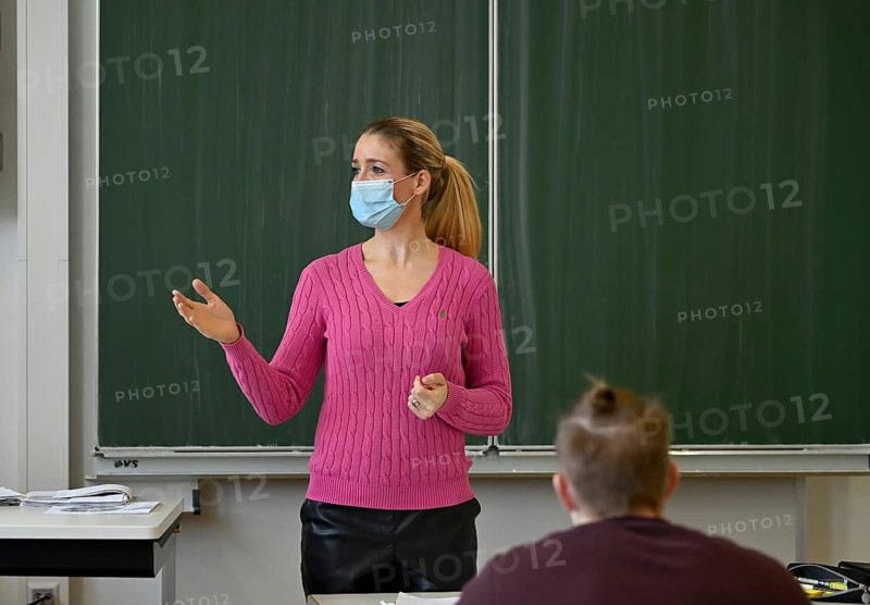 Teacher with face mask