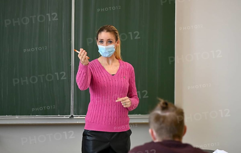 Teacher with face mask