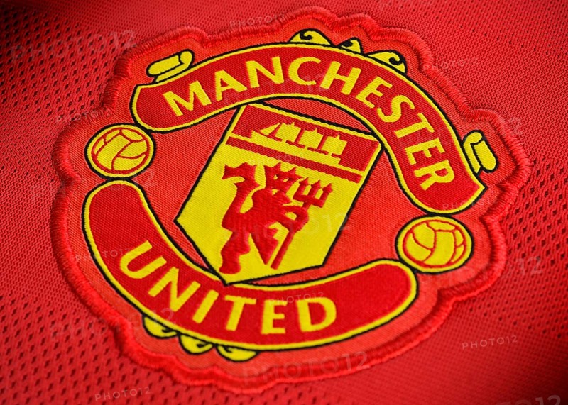 Manchester United badge on a football shirt