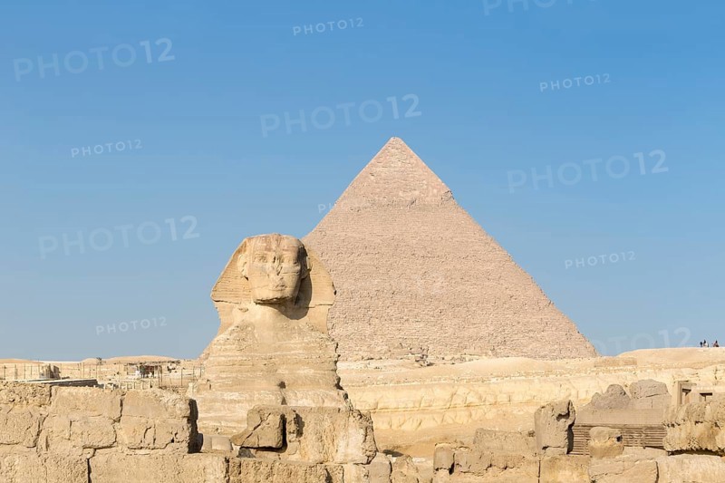 The great Sphinx with the pyramid of Khafre in the background