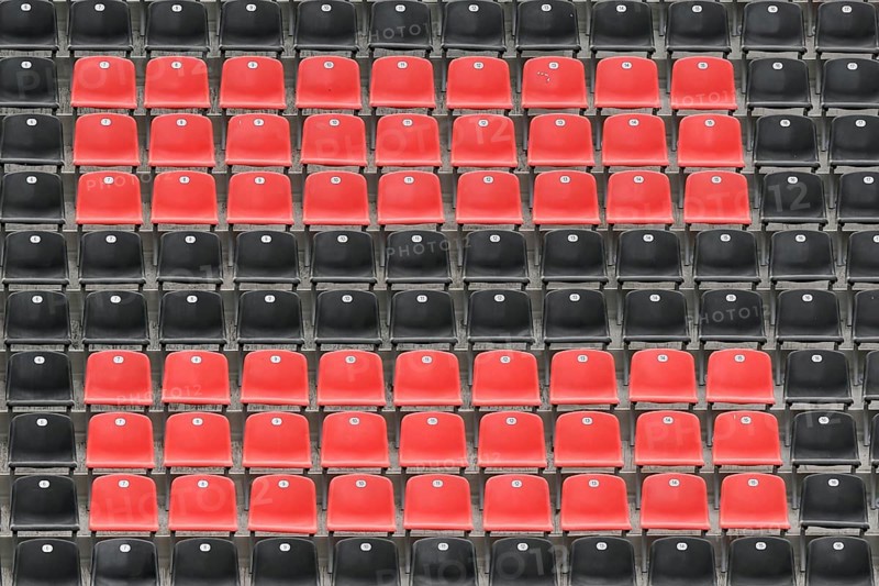 Black and red seat shells in the BayArena