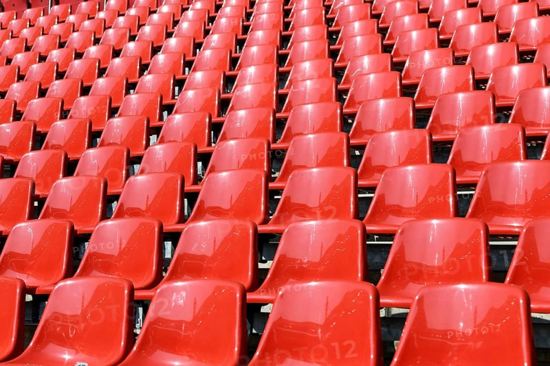 Red seat shells in the Rhein Energie Stadium