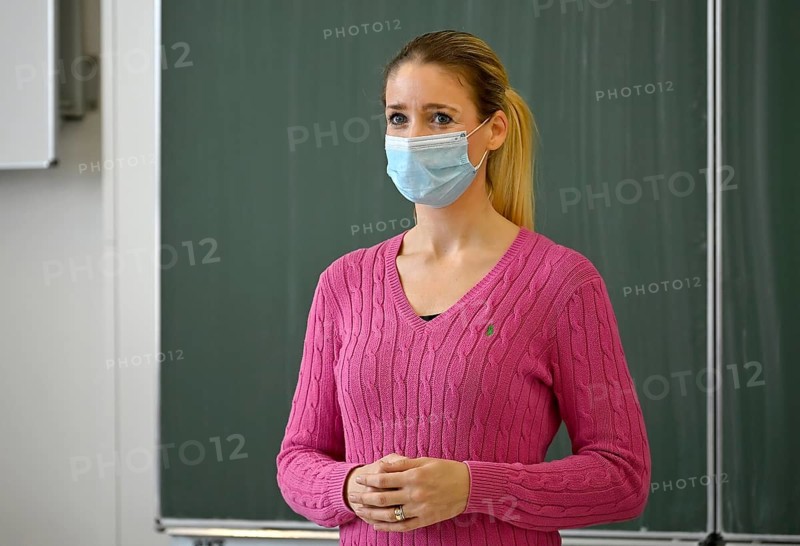 Teacher with face mask