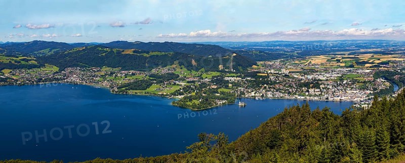 View from the tree top walk to the Lake Traun Traunkirchen and Gmunden