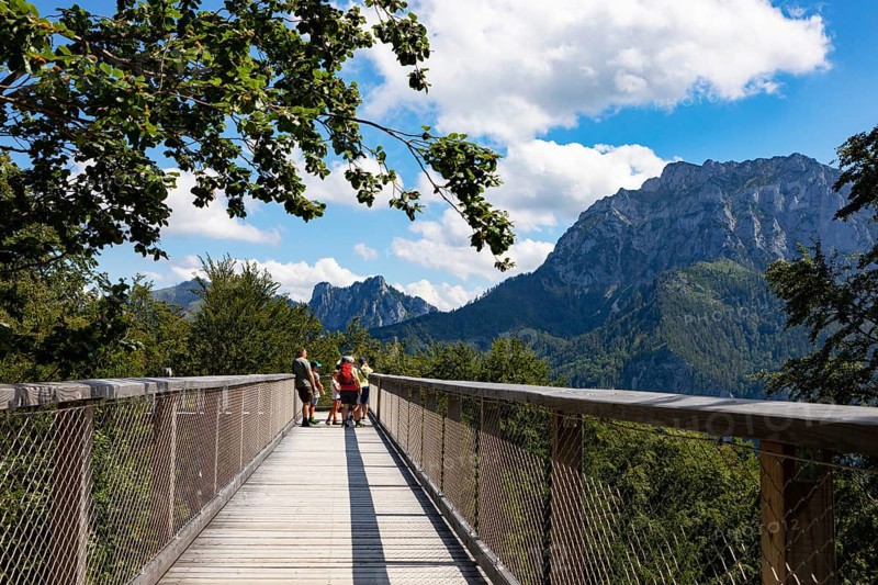 Tree top path Salzkammergut at Gruenberg with view to the Traunstein
