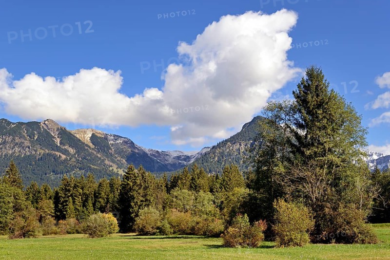 Panoramic view to the mountains near Oberstdorf