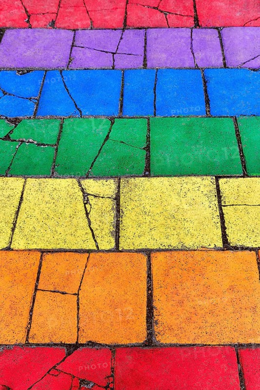 Colorful painted stone slabs