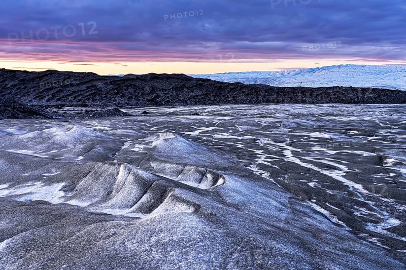 Inland ice at sunset
