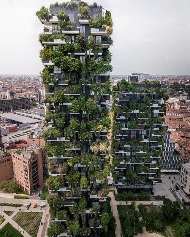 Aerial view of the Bosco Vertical