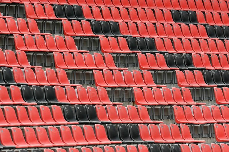 Black and red seat shells in the BayArena