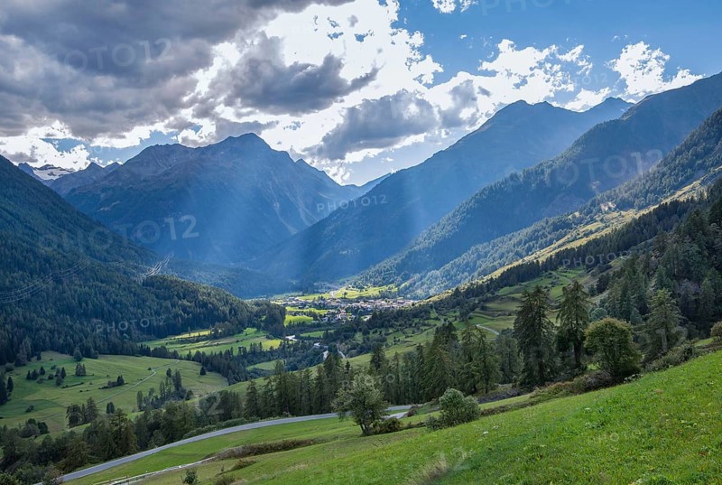 Valley landscape near the mountain village Guarda